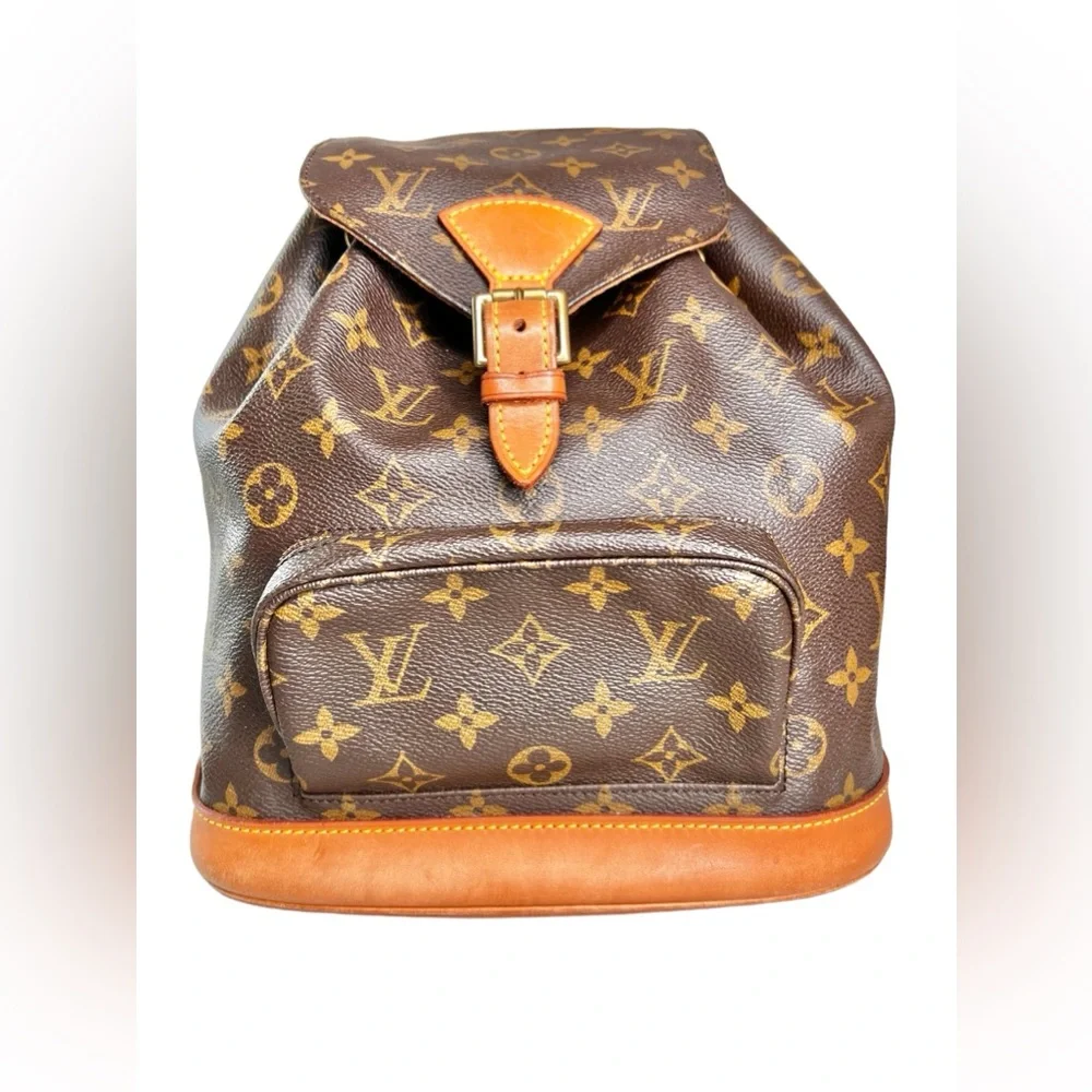 Louis Vuitton Monogram Canvas Brown Backpack with Tan Trim